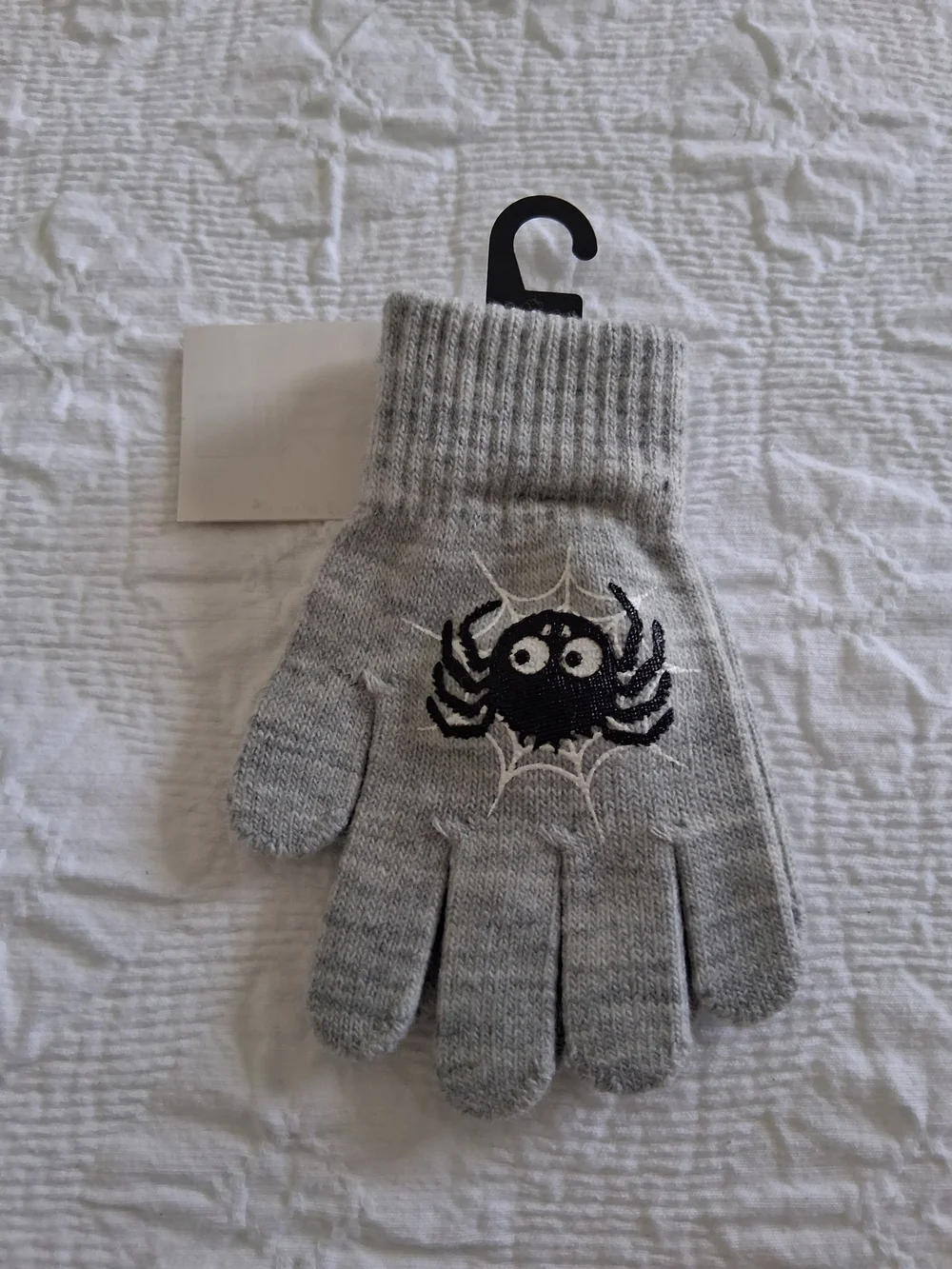 H&M Kids Grey Knit Acrylic Spider Gloves Black Size 1 1/5 -4 Years